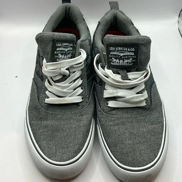 Levis Strauss Mens Gray Canvas casual walking shoes 10 lace up loafers‎ textile - Picture 1 of 9